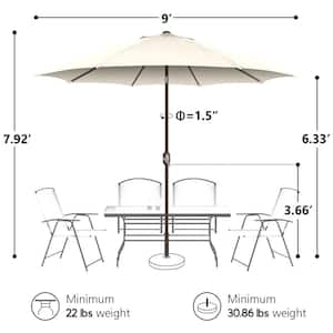 9ft Outdoor Market Patio Umbrella in Cream with Push Button Tilt