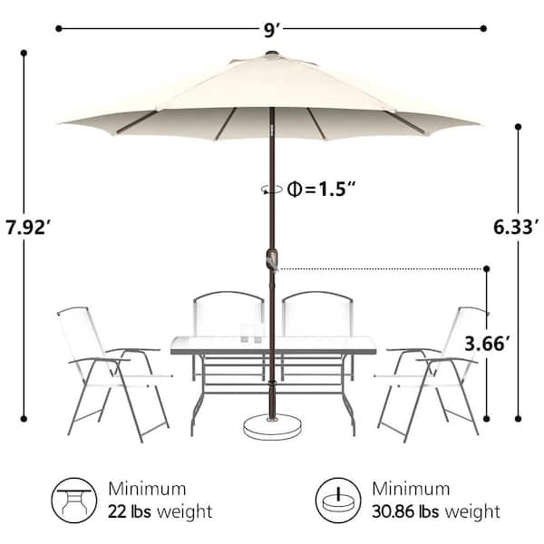 9ft Outdoor Market Patio Umbrella in Cream with Push Button Tilt