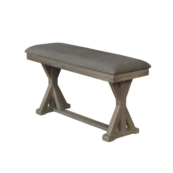 Best Quality Furniture Gilberta 48 in. Gray Dining Bench Gray Linen