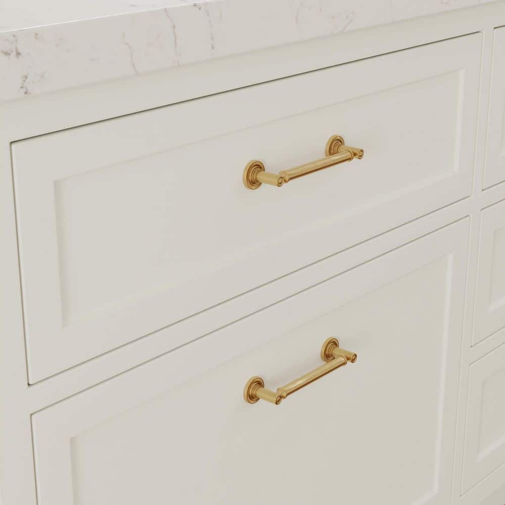 Minted Satin Brass Cylindrical Bar Pull with Mounting Hardware