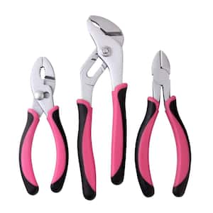 8 in., 6.5 in. and 6 in. Pliers Set in Pink (3-Piece)