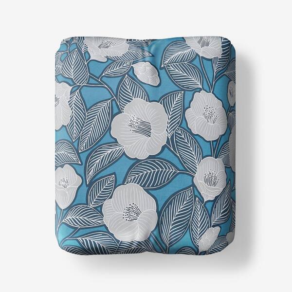 The Company Store Company Cotton Blue/Gray Primrose Floral Cotton Percale Full Fitted Sheet