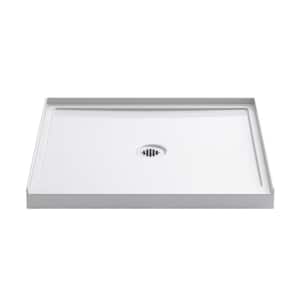 Rely 36 in. L x 34 in. W Alcove Shower Pan Base with Center Drain in White