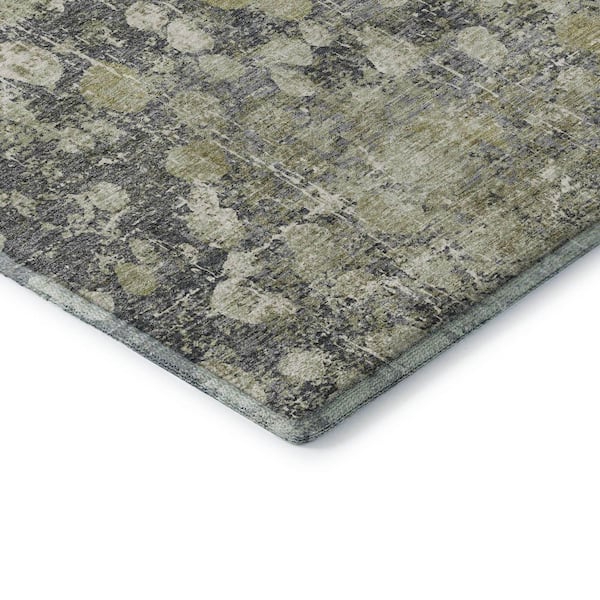 Mayfield Premium Machine Washable Abstract AMF2113 Olive 8 ft. x 10 ft. Area Rug