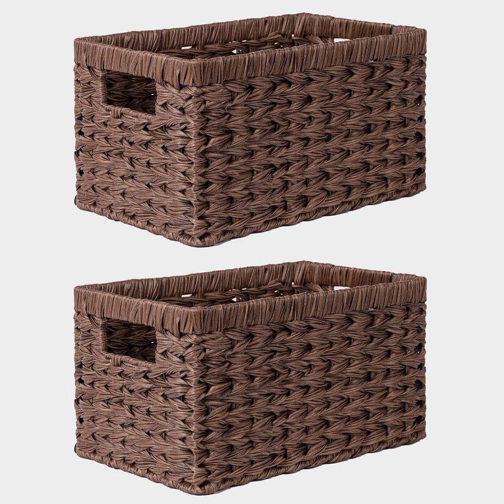 Brown 13 in. x 7 in. Polypropylene Decorative Basket Set of 2 with