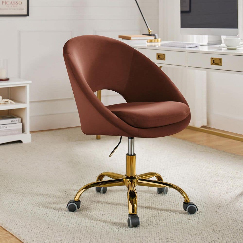 Savas Burn Brick Upholstered Polyster Adiustable Height Swivel Task Chair with Gold Metal Base price history on PriceWatchPro