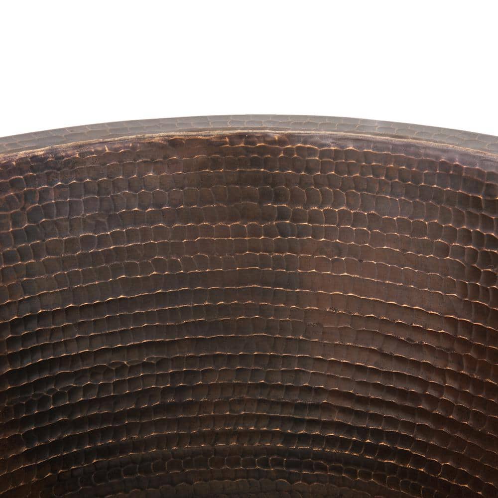 16" Round Hammered Copper Prep Sink with Oil Rubbed Bronze Finish