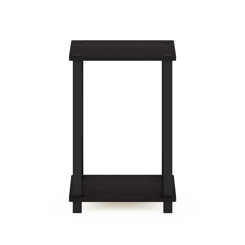 Espresso and Black Engineered Wood End Table with Storage