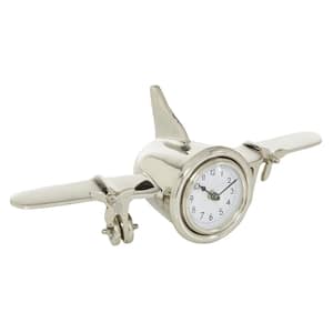 Silver Aluminum Airplane Clock