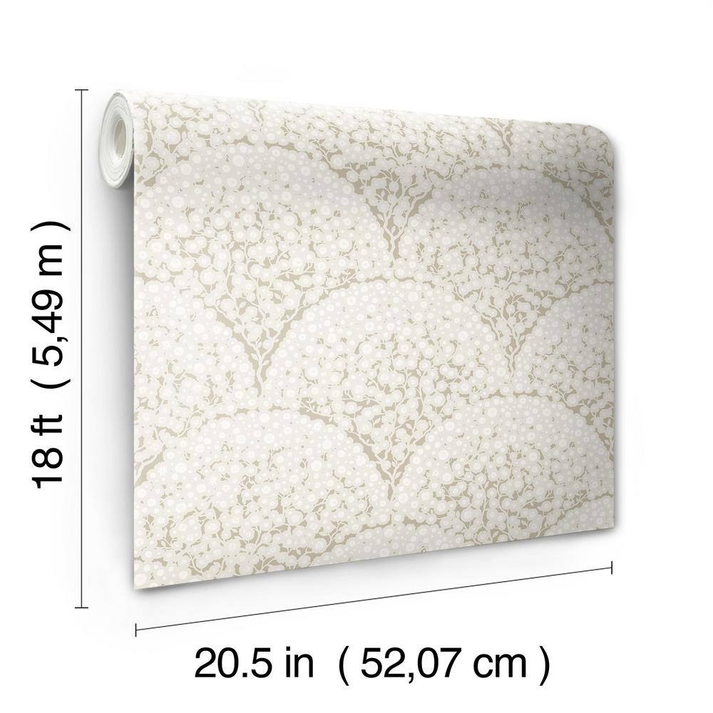 Rowan Taupe Self-Adhesive Botanical Wallpaper Roll