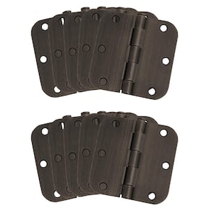 Everbilt 3-1/2 in. x 5/8 in. Radius Matte Black Door Hinge Value Pack (24-Pack) 16510