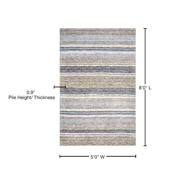 NuLOOM Classie Striped Shag Denim 5 ft. 2024 x 8 ft. Area Rug