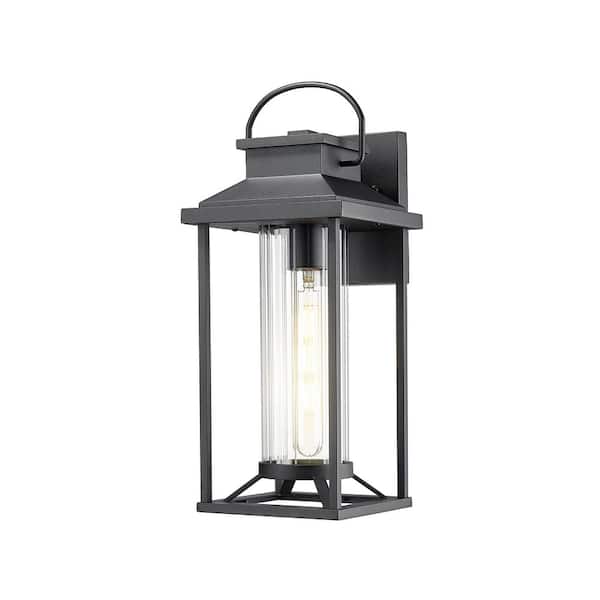 17 in. Black Outdoor Wall Sconce, Waterproof Anti-Rust Aluminum Exterior Light Fixture for Porch or Garage (No Bulb)