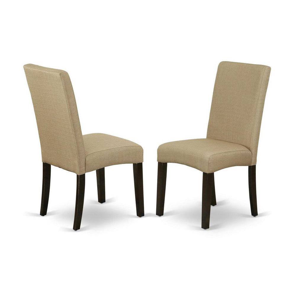 Cappuccino Finish 5-Piece Butterfly Leaf Dining Set with Linen Fabric Chairs