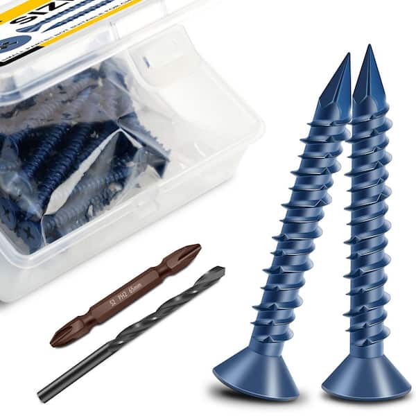 3/16 in. x 1-1/4 in. Flat Phillips Head Concrete Screws (30-Piece)