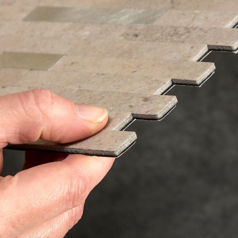 Biscuit Peel and Stick Composite Backsplash Tiles, 12x5.8 inches