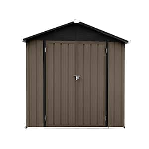 6 ft. W x 4 ft. D Metal Shed Brown Outdoor Storage Garden Tool Storage with Lockable Doors (24 sq. ft.)