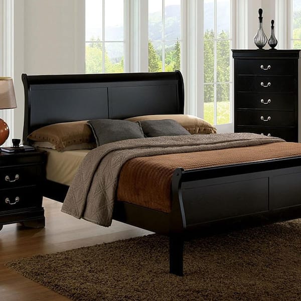 William's Home Furnishing Louis Philippe III Black King Bed