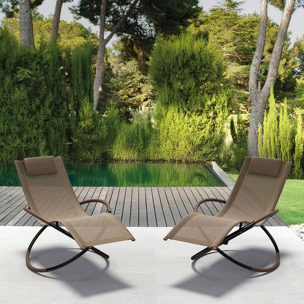 JEAREY Outdoor Khaki Aluminum Patio Reclining Foldable