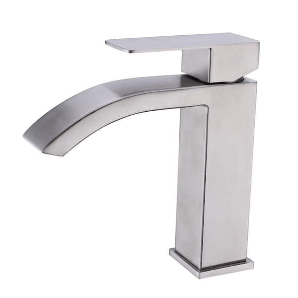 Unbranded Single Handle Single Hole Waterfall Bathroom Vanity Sink Faucet in Brushed Nickel