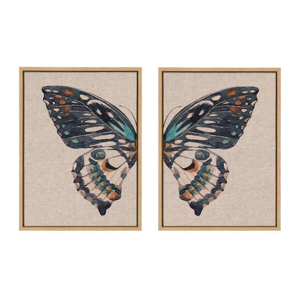 Kate and Laurel Sylvie Boho Butterfly Watercolor by the Creative Bunch Studio 2-Piece Framed Art Print 18 in. x 24 in.