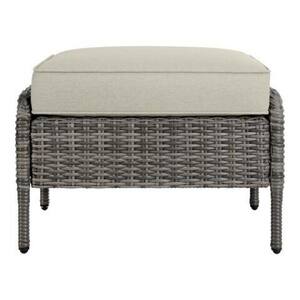 Chasewood Brown Metal Outdoor Patio Ottoman with CushionGuard Biscuit Cushion