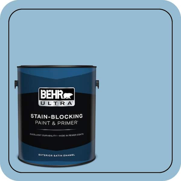 BEHR ULTRA 1 gal. #M500-3 Blue Chalk color Satin Enamel Exterior Paint & Primer