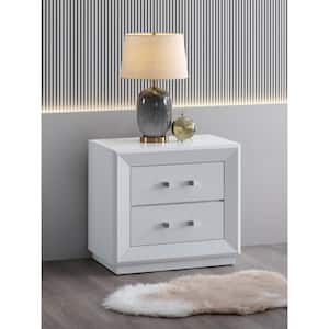 Mars White 2-Drawer 30 in. W Nightstand
