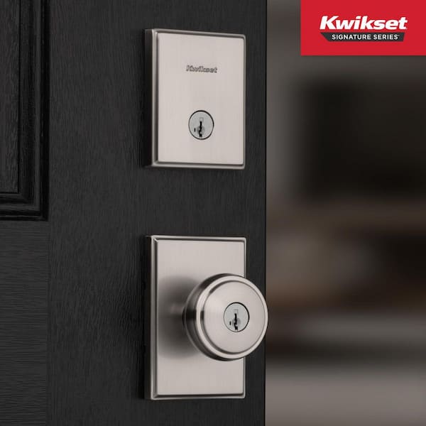 Sora Satin Nickel Rectangle 2.19 in. Keyed Entry Round Door Knob and Deadbolt Combo Pack Featuring SmartKey Security