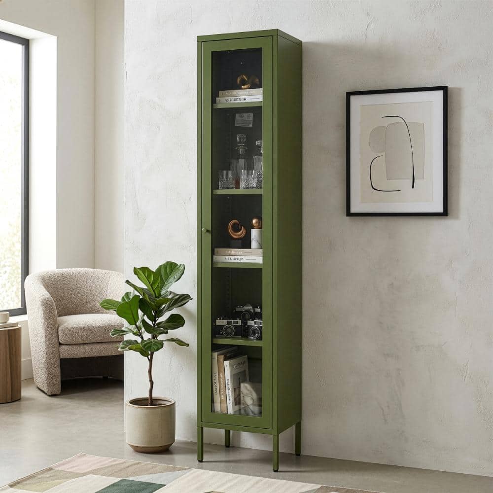 Glamour Home Avis Green 71in. Office Storage Cabinet with 4
