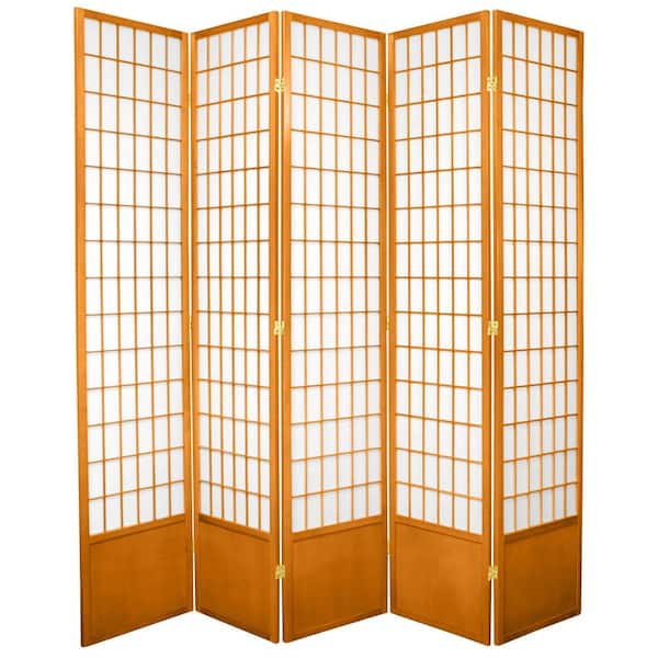 Oriental Furniture 7 ft. Honey 5-Panel Room Divider