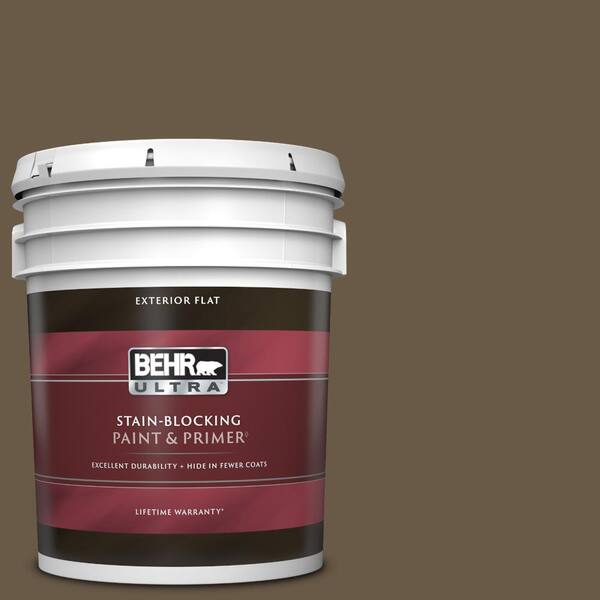 BEHR ULTRA 5 gal. #PPU7-25 Clove Brown Flat Exterior Paint & Primer