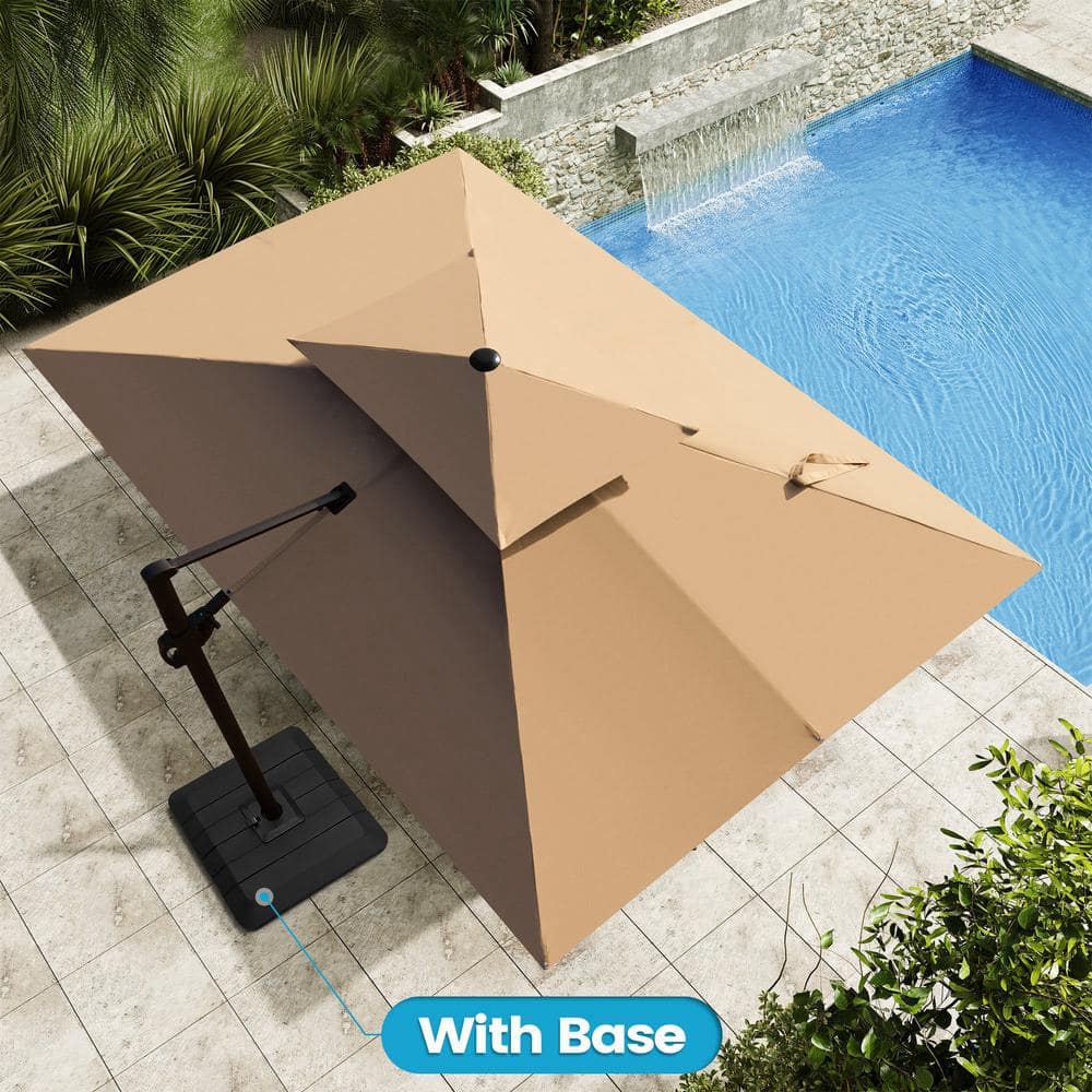 12 ft. x 9 ft. Double Top Cantilever Tilt Patio Umbrella in Tan with 4-Piece 220 lbs. HDPE Base price history on PriceWatchPro