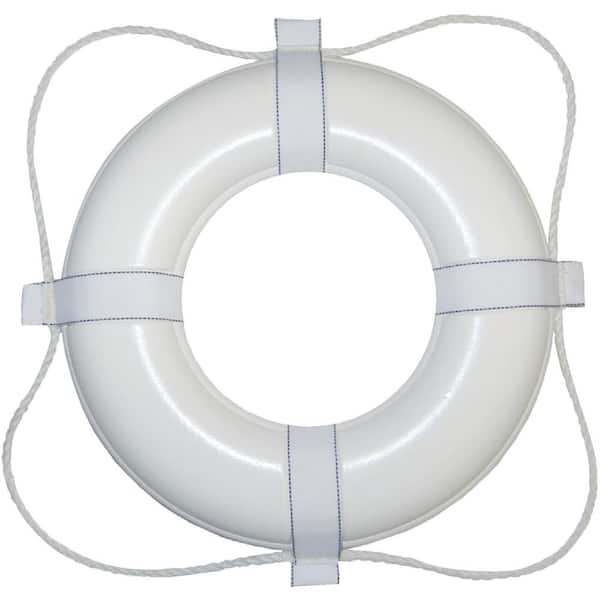 Taylor Vinyl Coated Foam Life Ring, 24 in. White With White Rope, 1/case