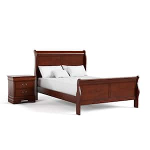 2-Piece Burkhart Cherry Wood Full Bedroom Set with Nightstand