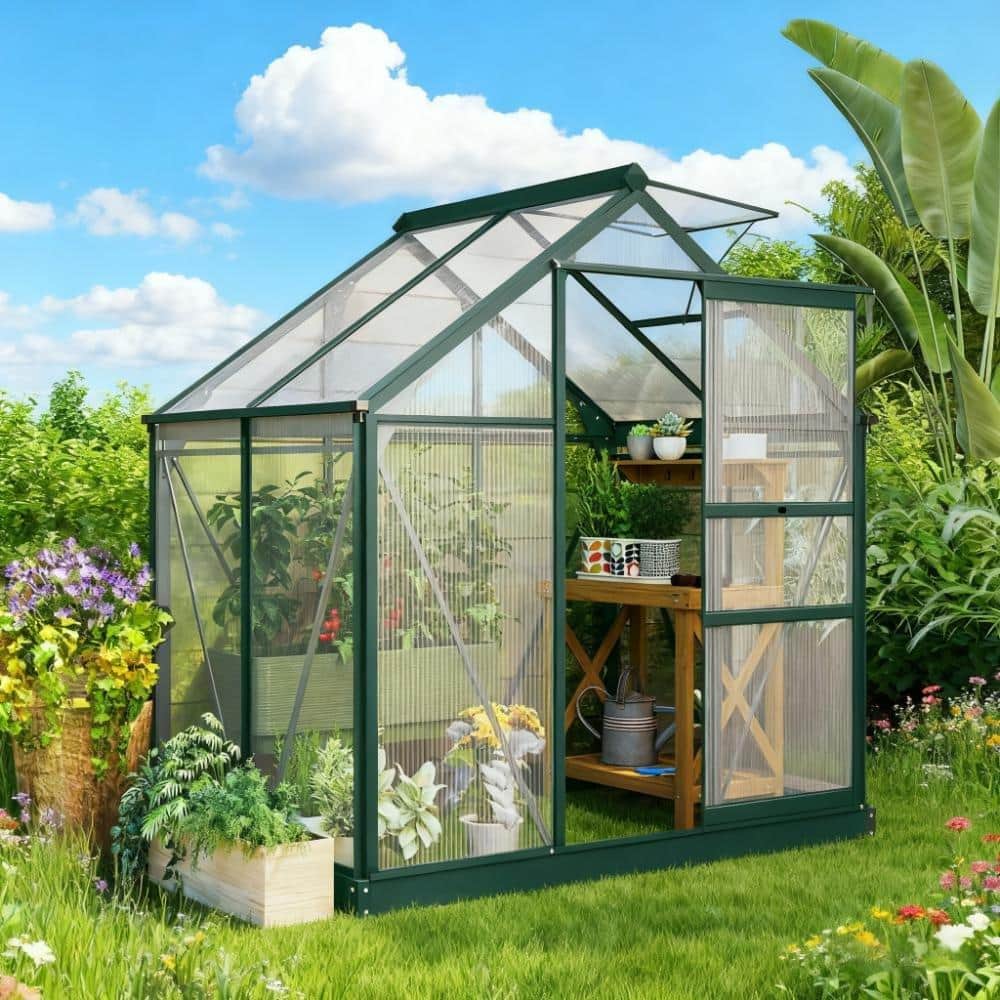 Tenleaf 74.8 in. W x 52 in. D x 79.1 in. H Green Aluminum Outdoor