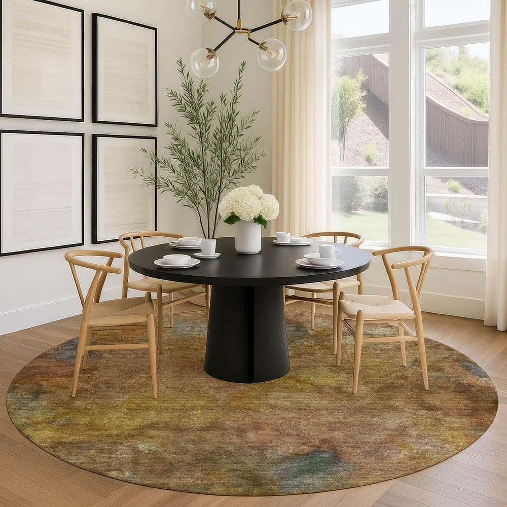 Chantille Machine Washable Indoor/Outdoor Abstract ACN2312 Copper 8 ft. x 8 ft. Round Rug price history on PriceWatchPro