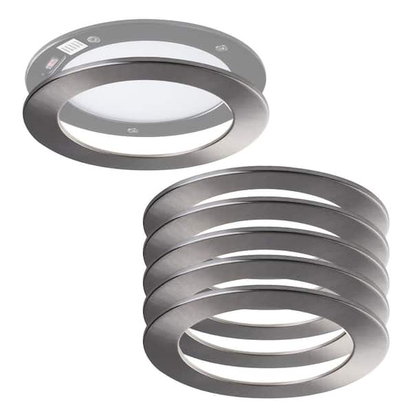 Liteline SPEX Lighting - 6 in. Round Brushed Nickel Trim for Slim Fixtures (6-Pack)