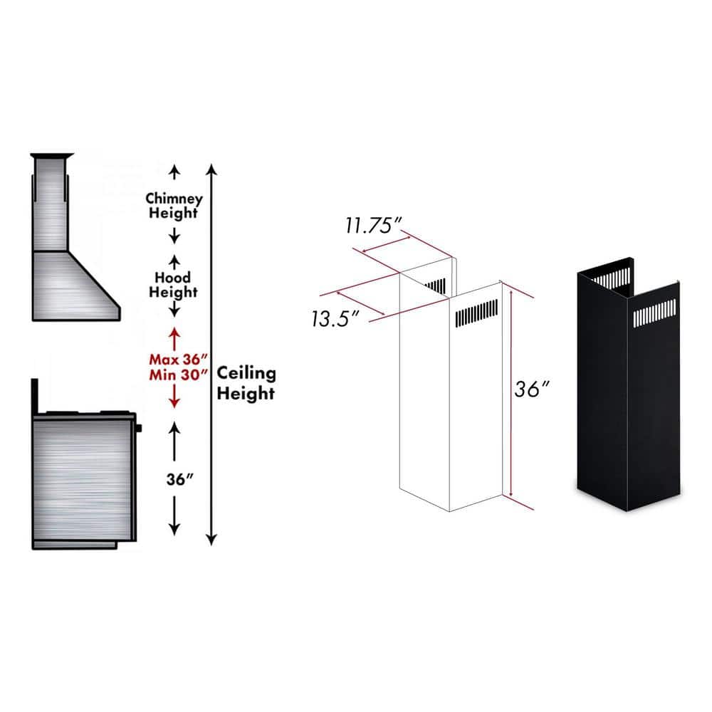 Stainless Steel Chimney Extension for 9-10 ft Ceilings