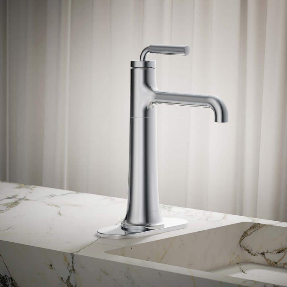 Polished Chrome Tall Single-Handle Bathroom Sink Faucet