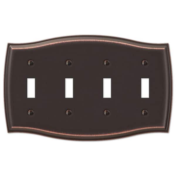 AMERELLE Vineyard 4 Gang Toggle Steel Wall Plate - Aged Bronze