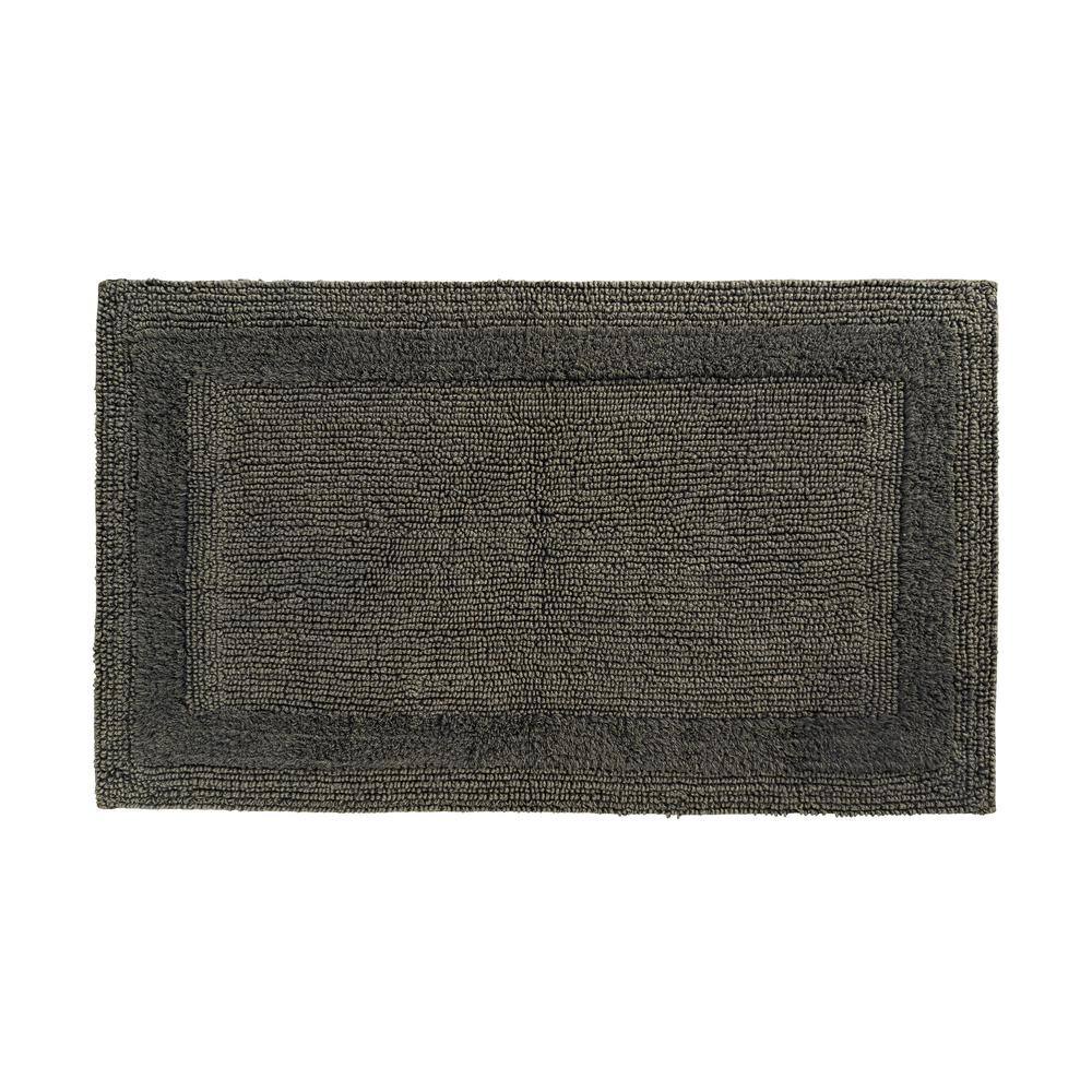 Black Cotton Blend Stonewash Rectangular Bath Rug 20" x 34"