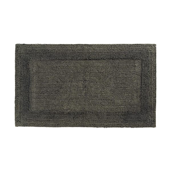 French Connection Stonewash 20 in. x 34 in. Black Cotton Rectangle Bath Mat