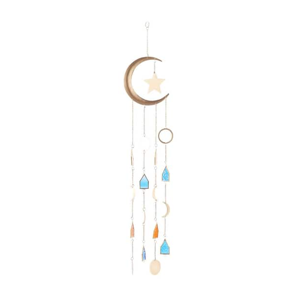 Handmade Handcrafted Stained Glass Wind Chime Suncatcher – Moon and popular Stars