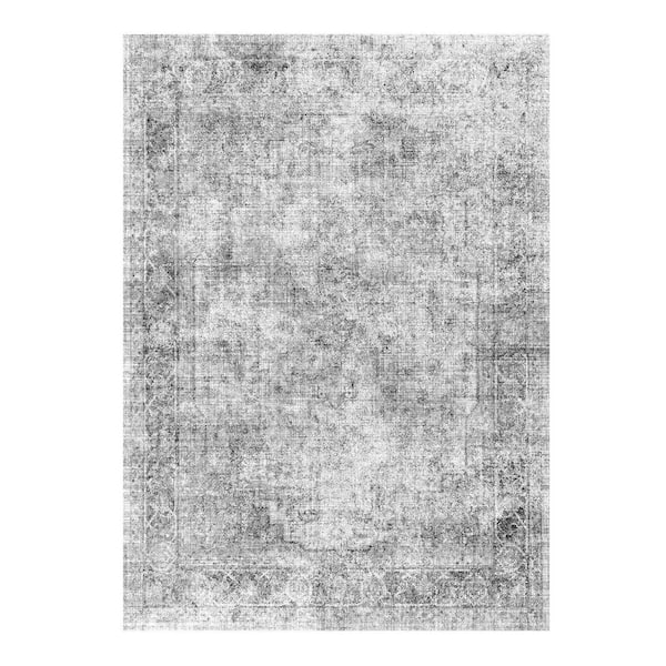 Gray Area Rug, 9 x 12 ft. Washable Boho Rug, Non-Slip Tear-Resistant Soft Carpet, Pet-Friendly Indoor Rug, 2025 Update