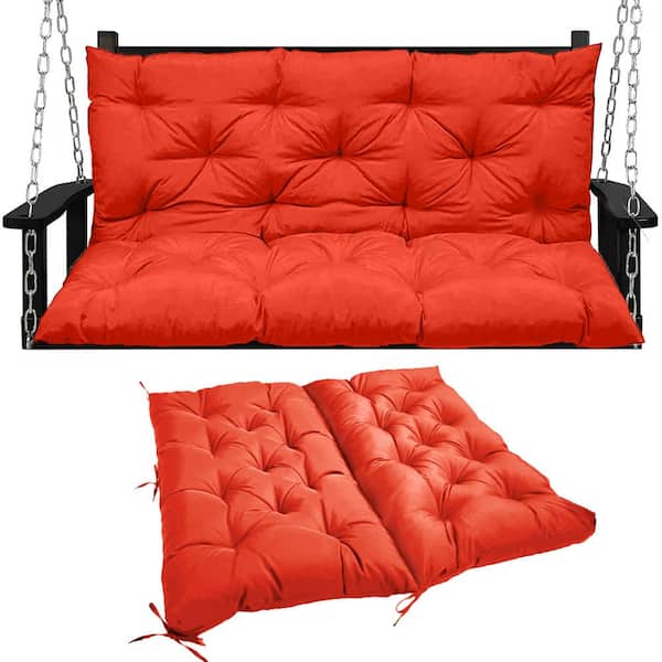 YLLN 71 in. x 40 in. 3-Seater Replacement Outdoor Swing Cushions with Back Support, Waterproof Bench Cushion (Orange)