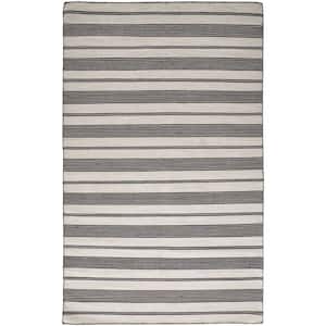 Black and White 2 ft. x 3 ft. Striped Area Rug