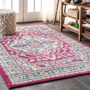 Bohemian Flair Boho Vintage Medallion Pink/Cream 5 ft. x 8 ft. Area Rug