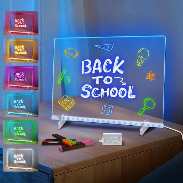 13 in. x 10 in. Light Up Dry Erase Board with 7 Colors, Adapter