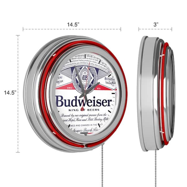 Budweiser Red Label Design Lighted Analog Neon Clock AB8LBL